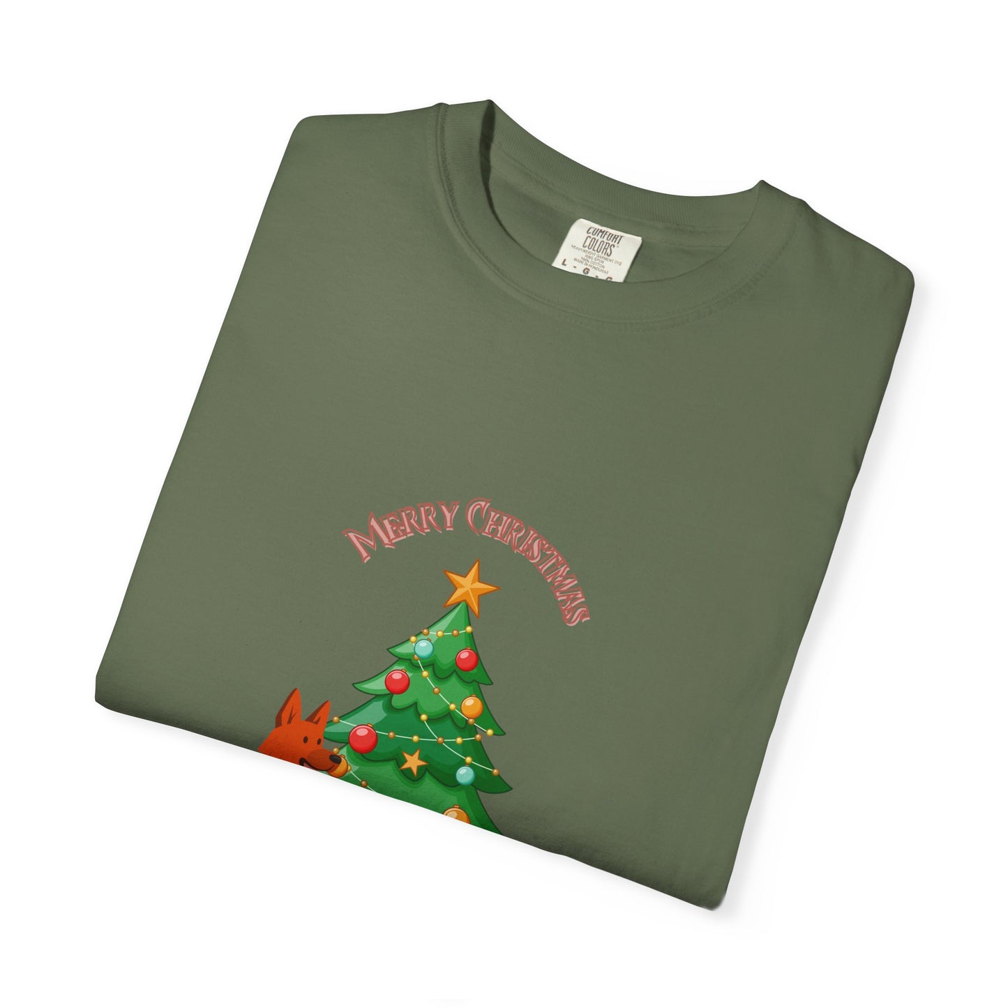 Merry Christmas Dog T-shirt | Unisex Garment-Dyed Tee for Holiday Cheer, Dog Lovers, Christmas Gift, Festive Apparel, Winter Fun