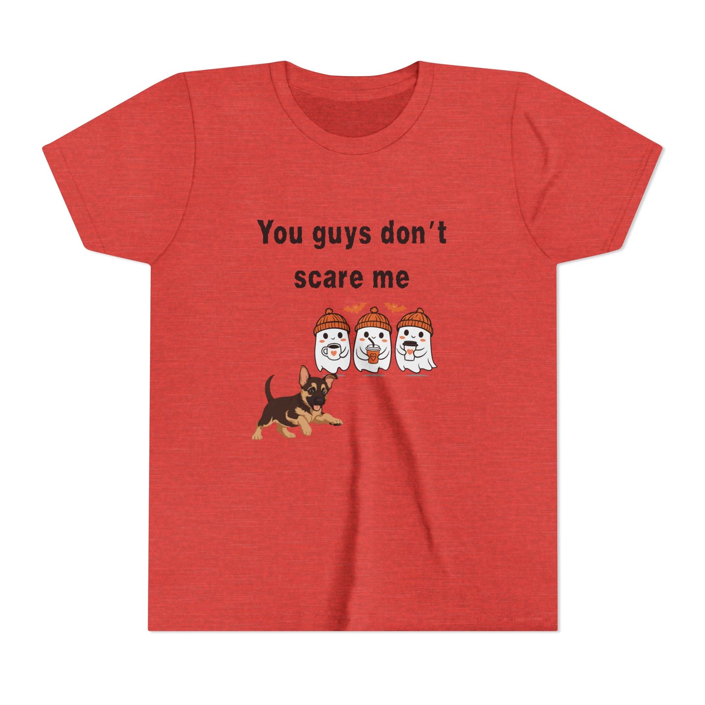 Youth Short Sleeve Tee with Fun Halloween Design, Funny Dog Scare Me Shirt