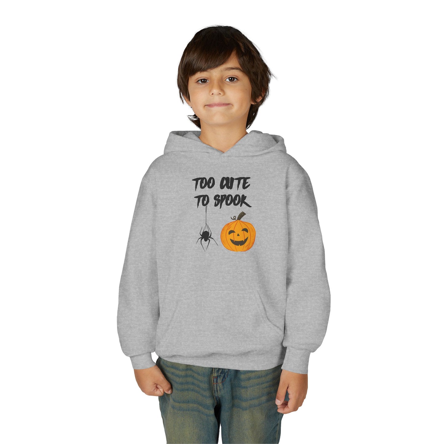 Youth Halloween Hoodie - Too Cute to Spook, Fall Apparel, Kids Sweatshirt, Autumn Fashion, Trick or Treat Gear