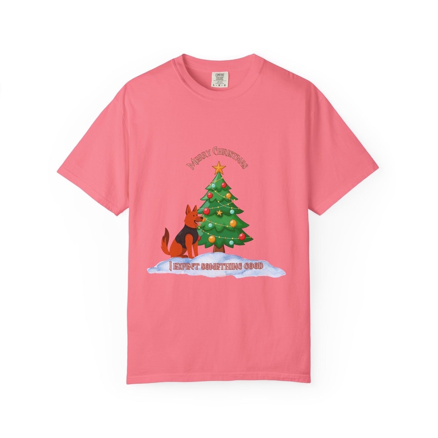 Merry Christmas Dog T-shirt | Unisex Garment-Dyed Tee for Holiday Cheer, Dog Lovers, Christmas Gift, Festive Apparel, Winter Fun