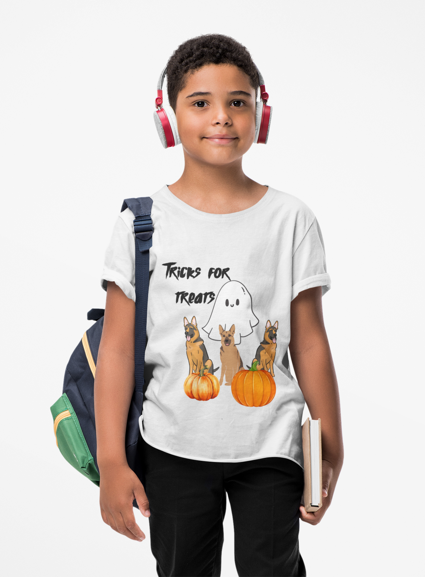Adorable Halloween Youth Tee with Ghost and Dog Design