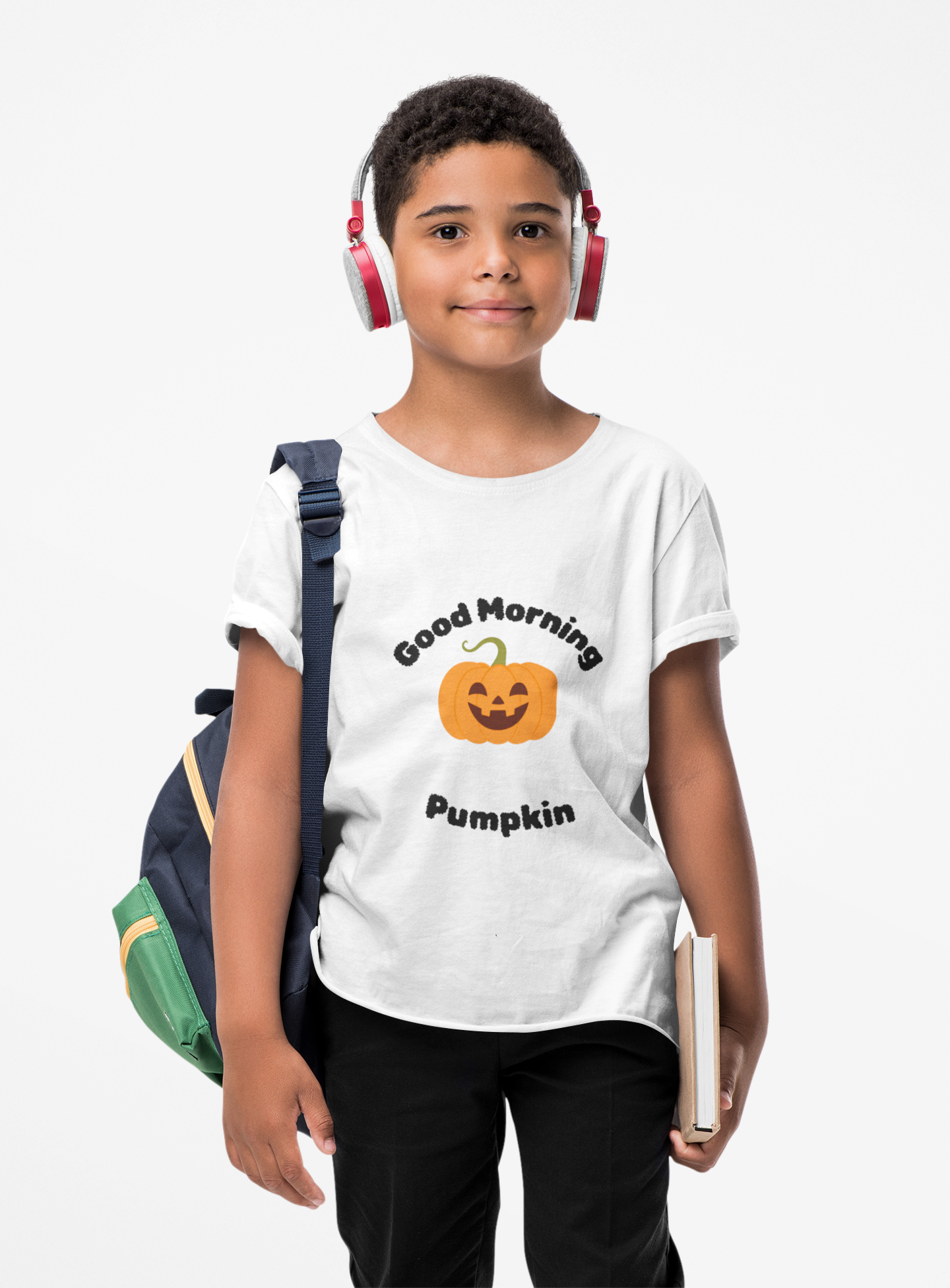 Halloween Youth Short Sleeve Tee with 'Good Morning Pumpkin' Design