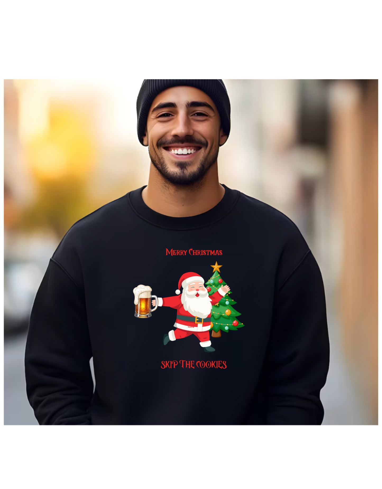 Merry Christmas Santa Sweatshirt, even Santa enjoys a beer