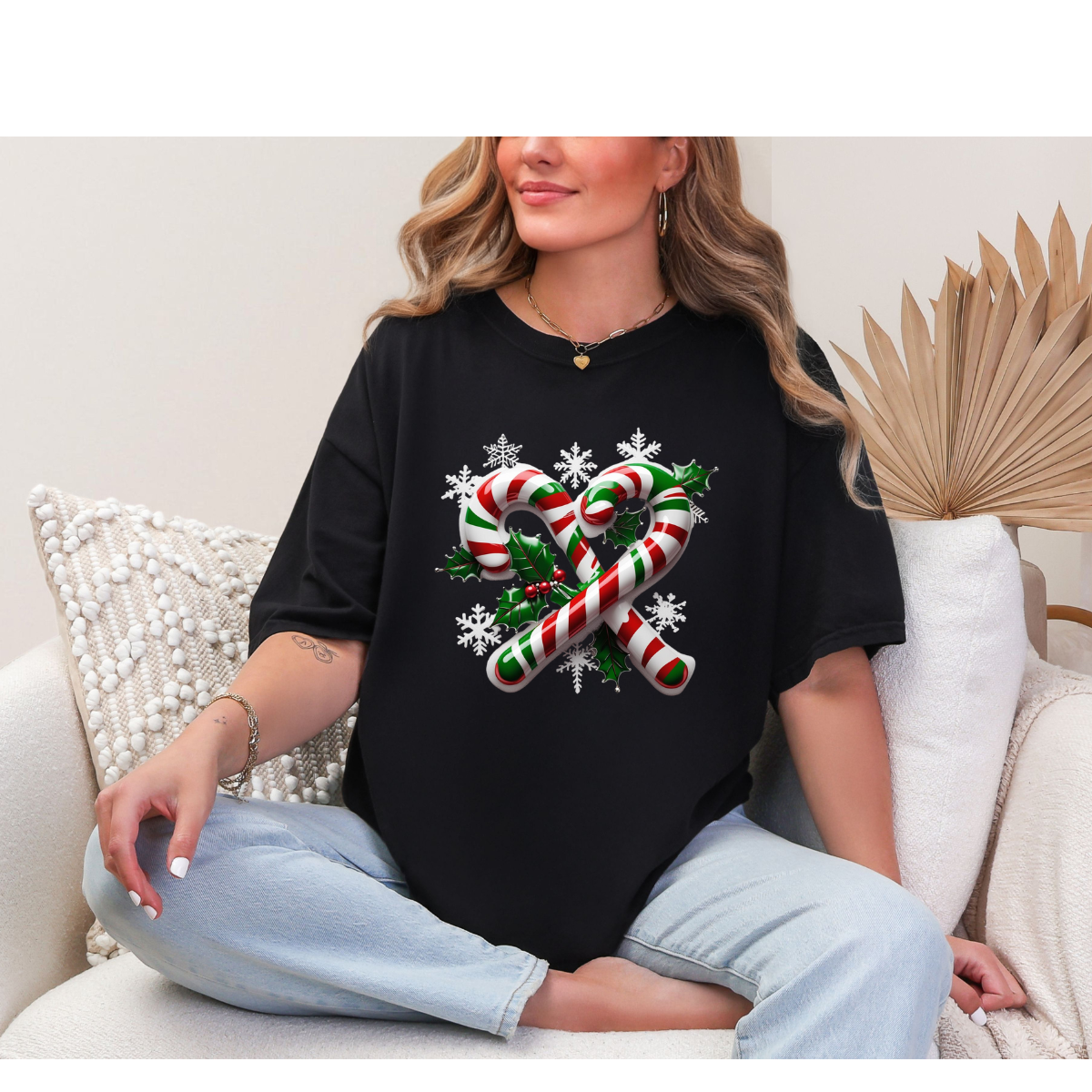 Candy cane Christmas t-shirt-Unisex Garment-Dyed T-shirt
