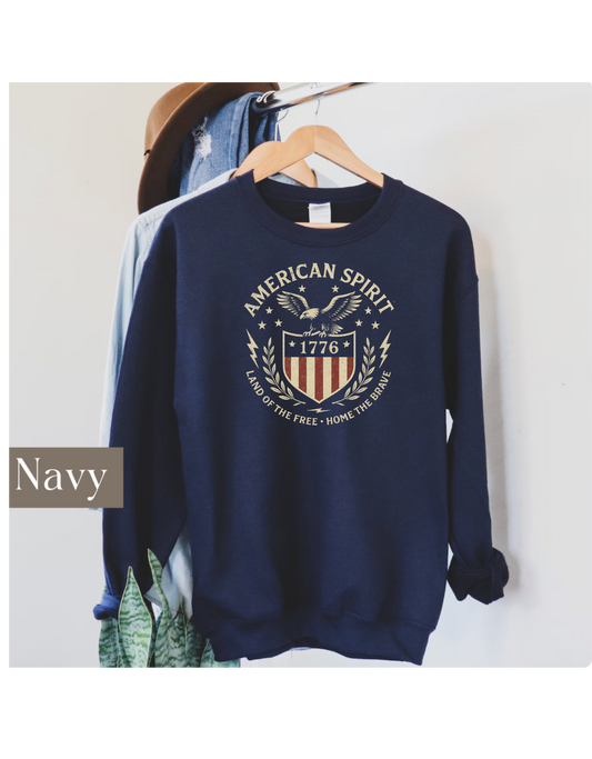 Patriotic Crewneck Sweatshirt, American Spirit Sweatshirt, Vintage Style Crewneck, 4th of July Outfit, Unisex Sweatshirt
