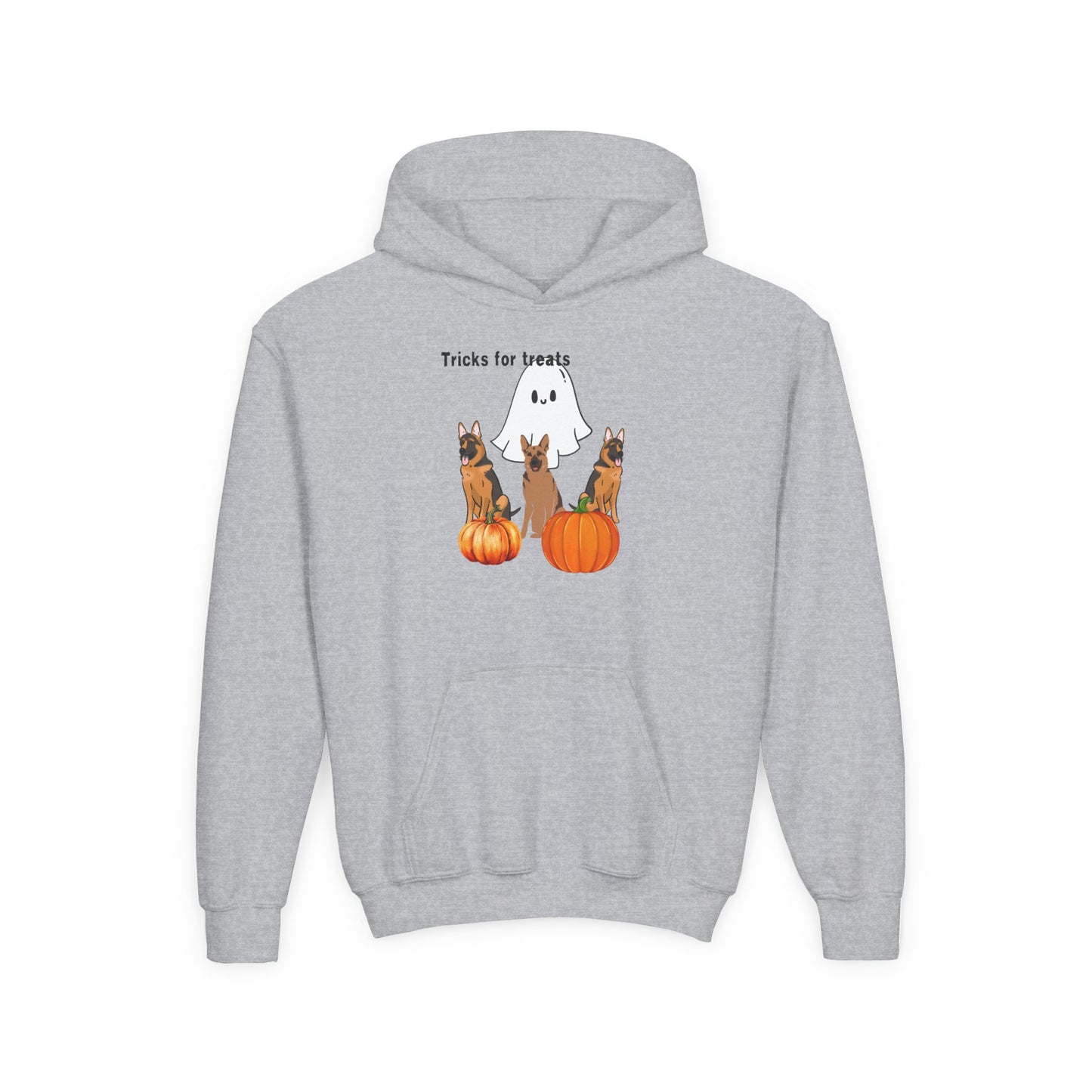 Youth Halloween Hoodie with Cute Dogs Tricks for Treats