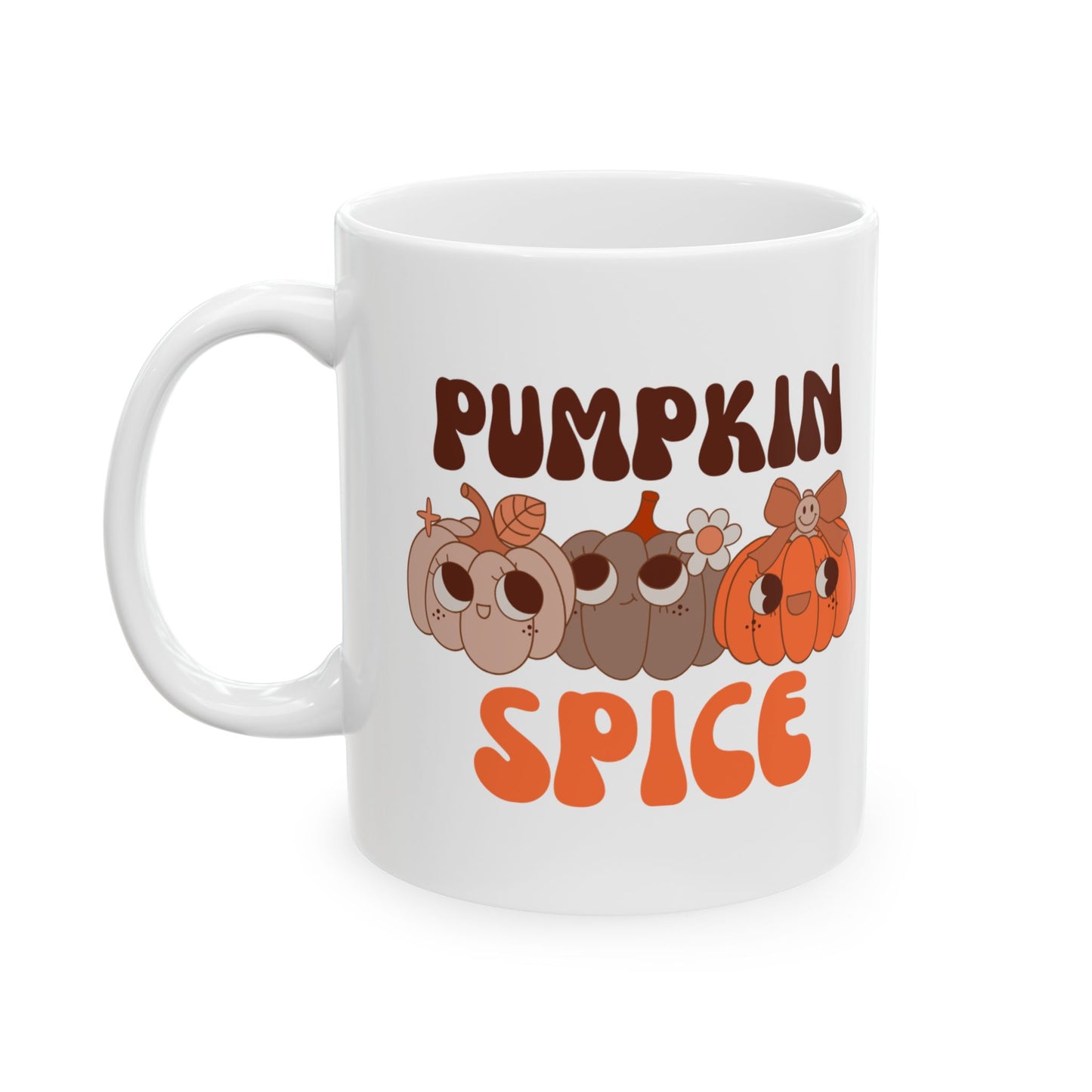 Whimsical Pumpkin Spice Mug, Cute Fall Drinkware 11oz & 15oz