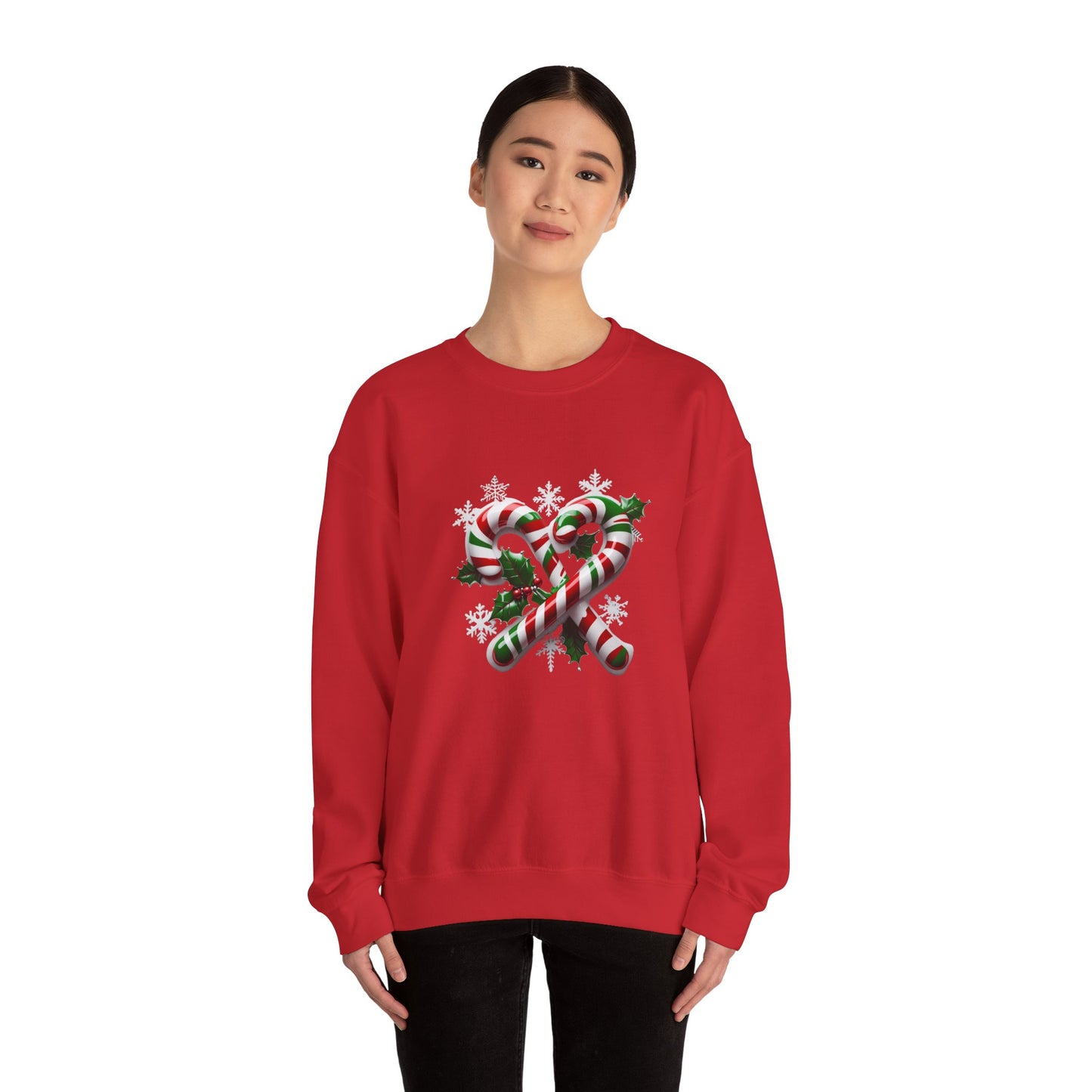 Holiday Candy Cane Sweatshirt - Christmas Sweater, Festive Crewneck