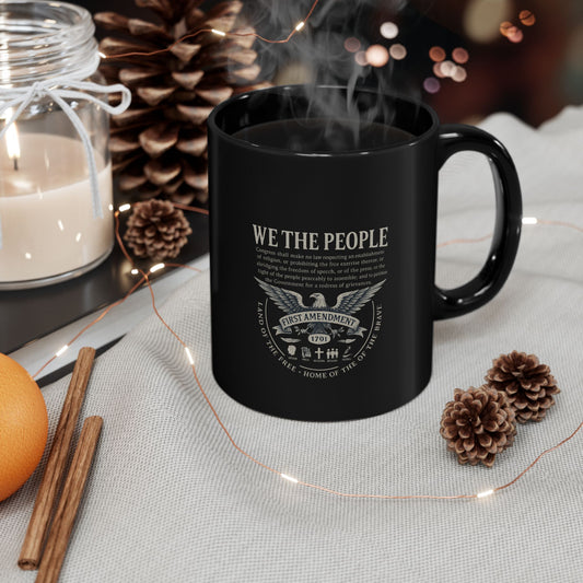 Constitutional Black Coffee Mug - Vintage Freedom Design, Ideal Gift for Patriots, Home & Office Use, 4th of July, Memorial Day