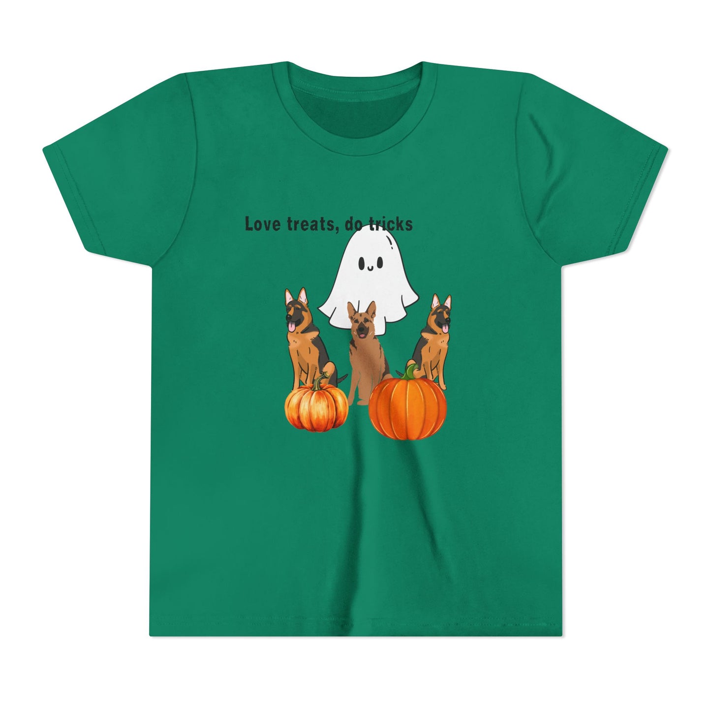 Adorable Halloween Dog Tee, Perfect for Kids, Love Treats Do Tricks T-Shirt