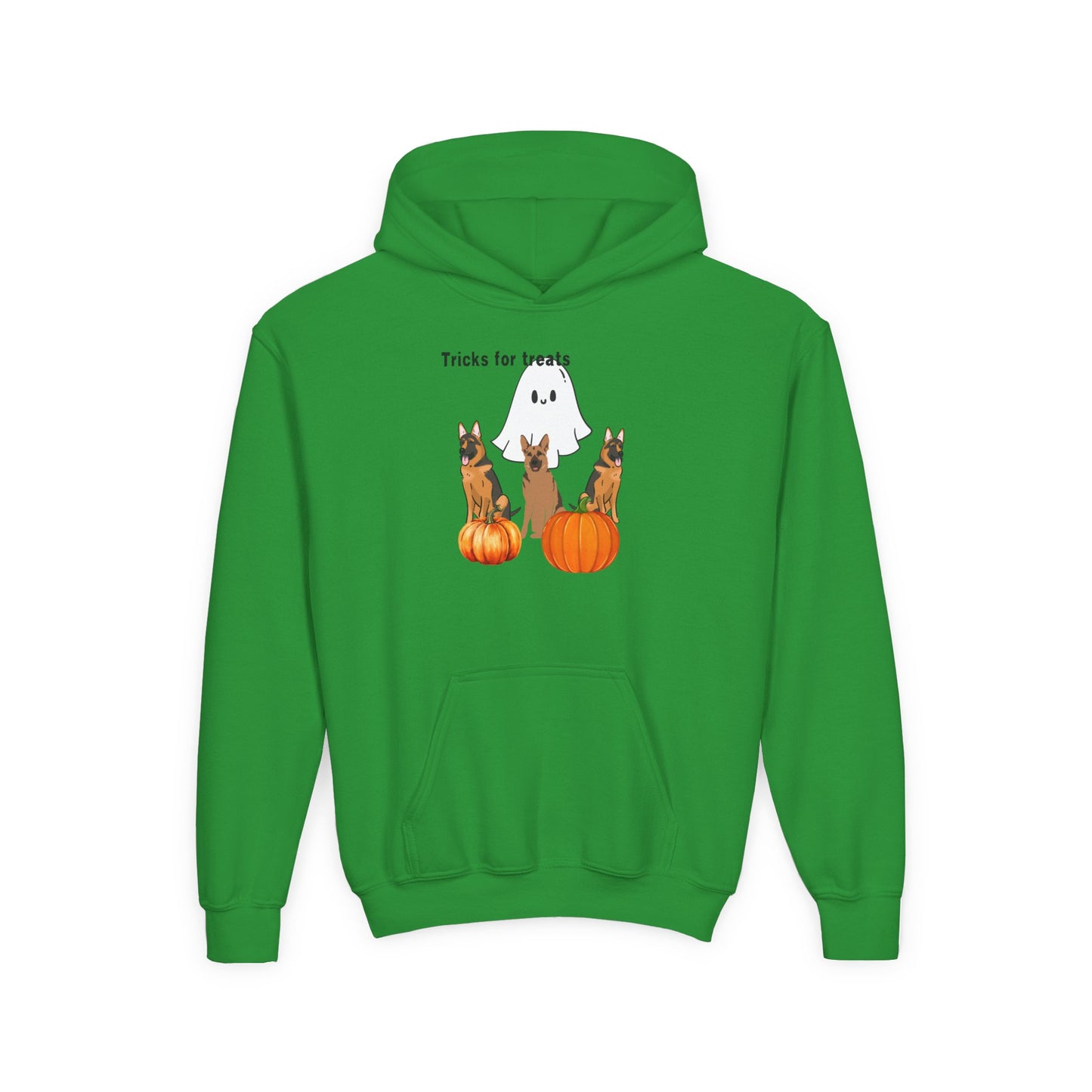 Youth Halloween Hoodie with Cute Dogs Tricks for Treats