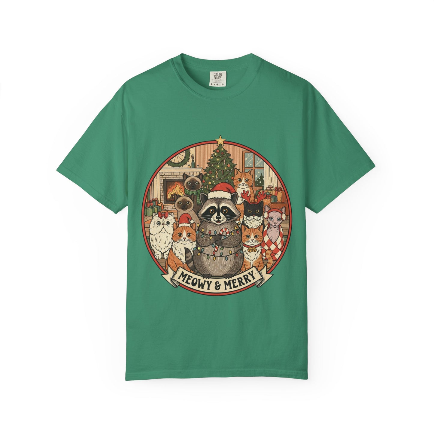 Meowy & Merry Holiday T-shirt, Cute Pet Lover Tee, Unisex Christmas Shirt, Gift for Cat Lovers, Fun Festive Apparel