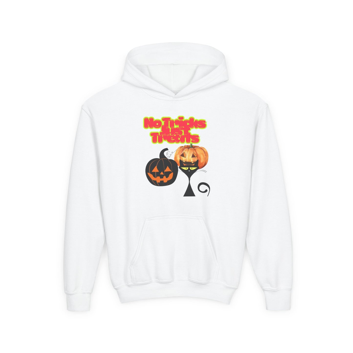 Halloween Pumpkin Hoodie for Kids, No Tricks Just Treats Sweatshirt
