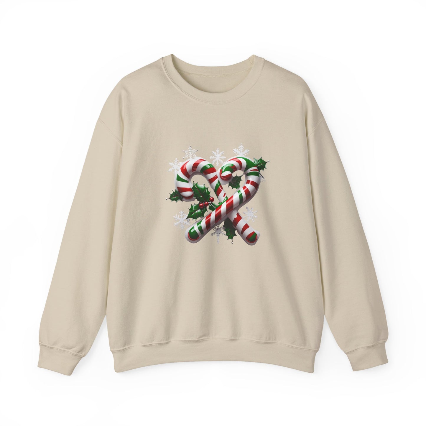 Holiday Candy Cane Sweatshirt - Christmas Sweater, Festive Crewneck