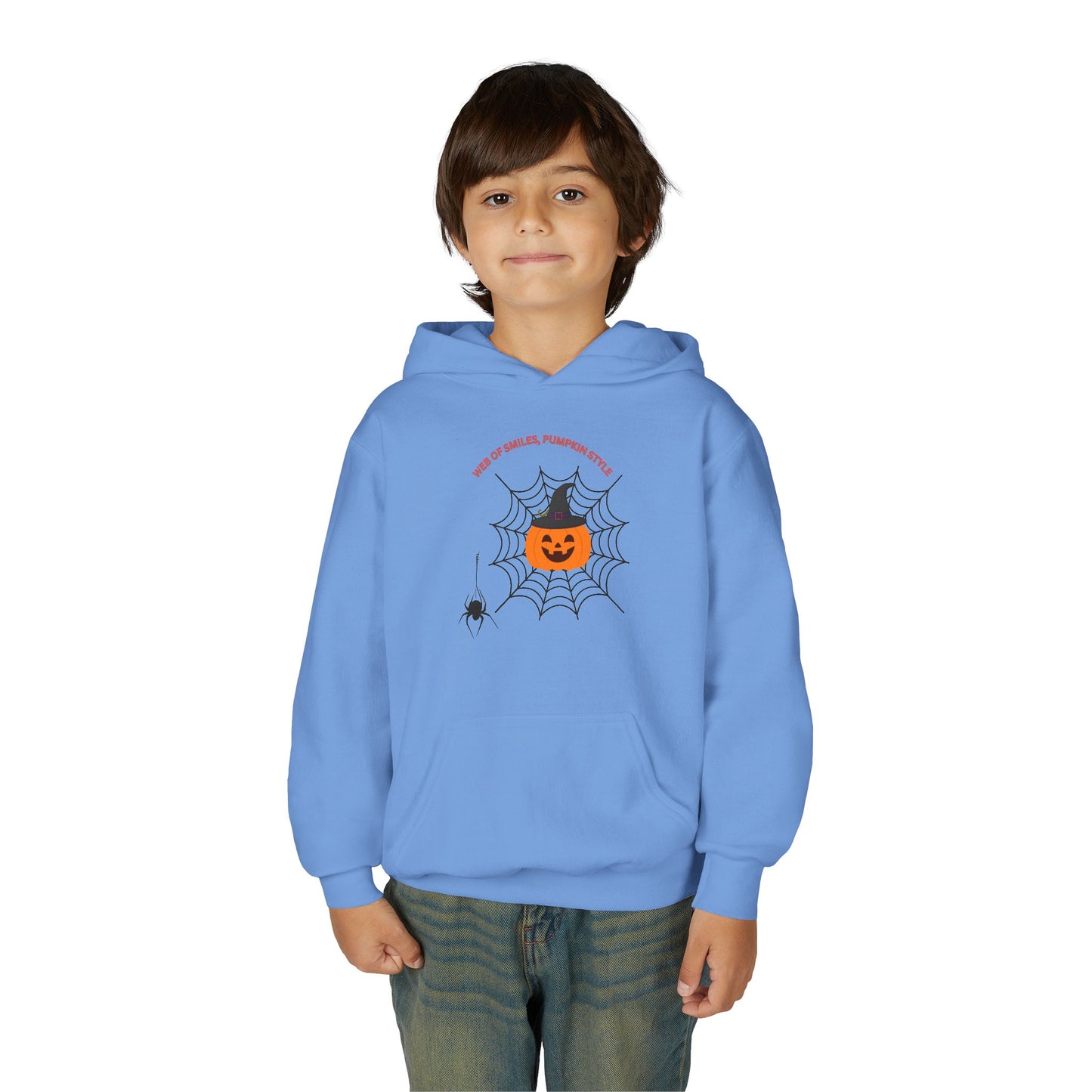 Youth Halloween Pumpkin Hoodie, Fun Fall Apparel, Kid's Cozy Sweatshirt for Halloween, Pumpkin Spice Theme, Spooky Season Must-Have