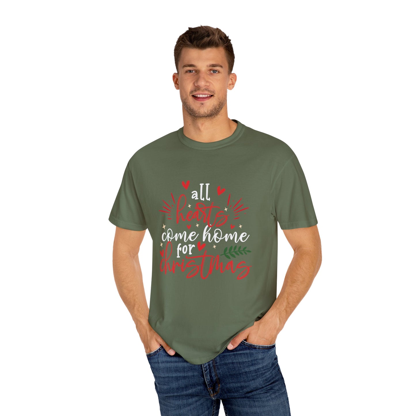 Unisex Christmas Garment-Dyed T-shirt expressing a wish to be home for the holiday