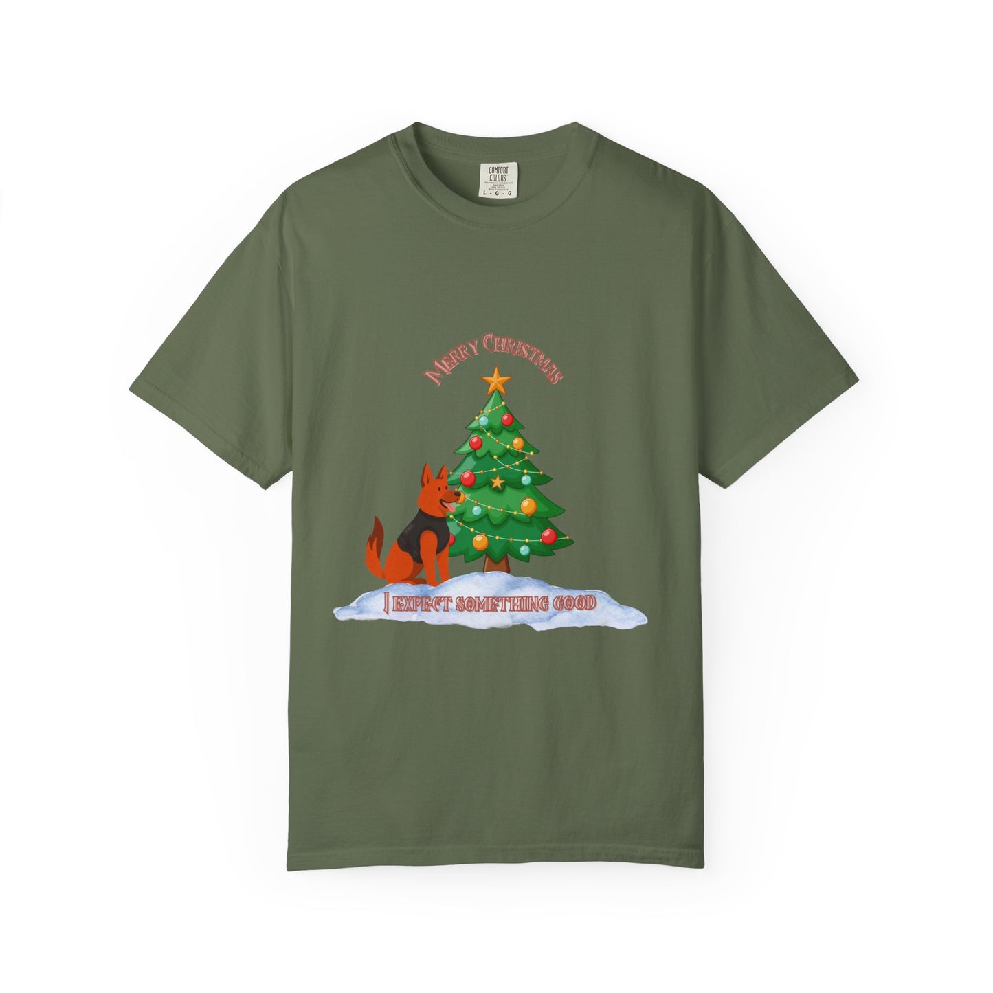 Merry Christmas Dog T-shirt | Unisex Garment-Dyed Tee for Holiday Cheer, Dog Lovers, Christmas Gift, Festive Apparel, Winter Fun