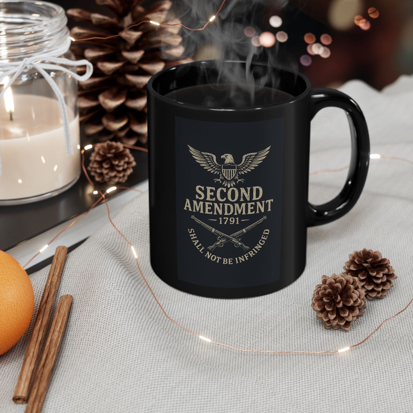 Second Amendment Black Coffee Mug - 11oz & 15oz, Gun Rights Gift, Political Supporter Cup, Patriotic Drinkware, Freedom Lover's Mug