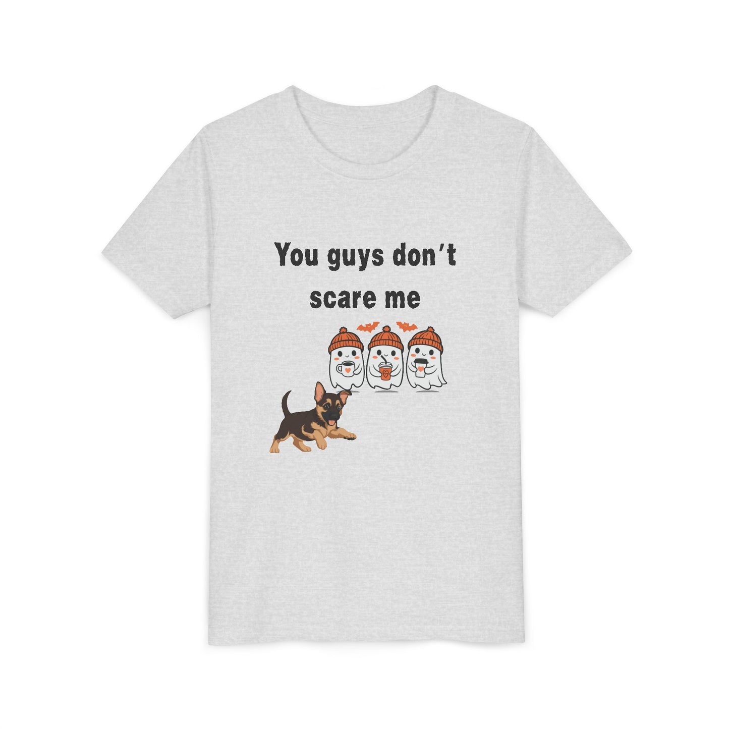 Youth Short Sleeve Tee with Fun Halloween Design, Funny Dog Scare Me Shirt