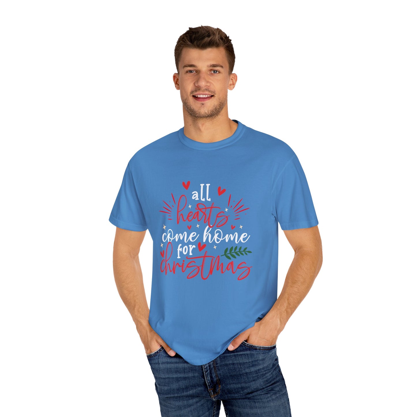 Unisex Christmas Garment-Dyed T-shirt expressing a wish to be home for the holiday