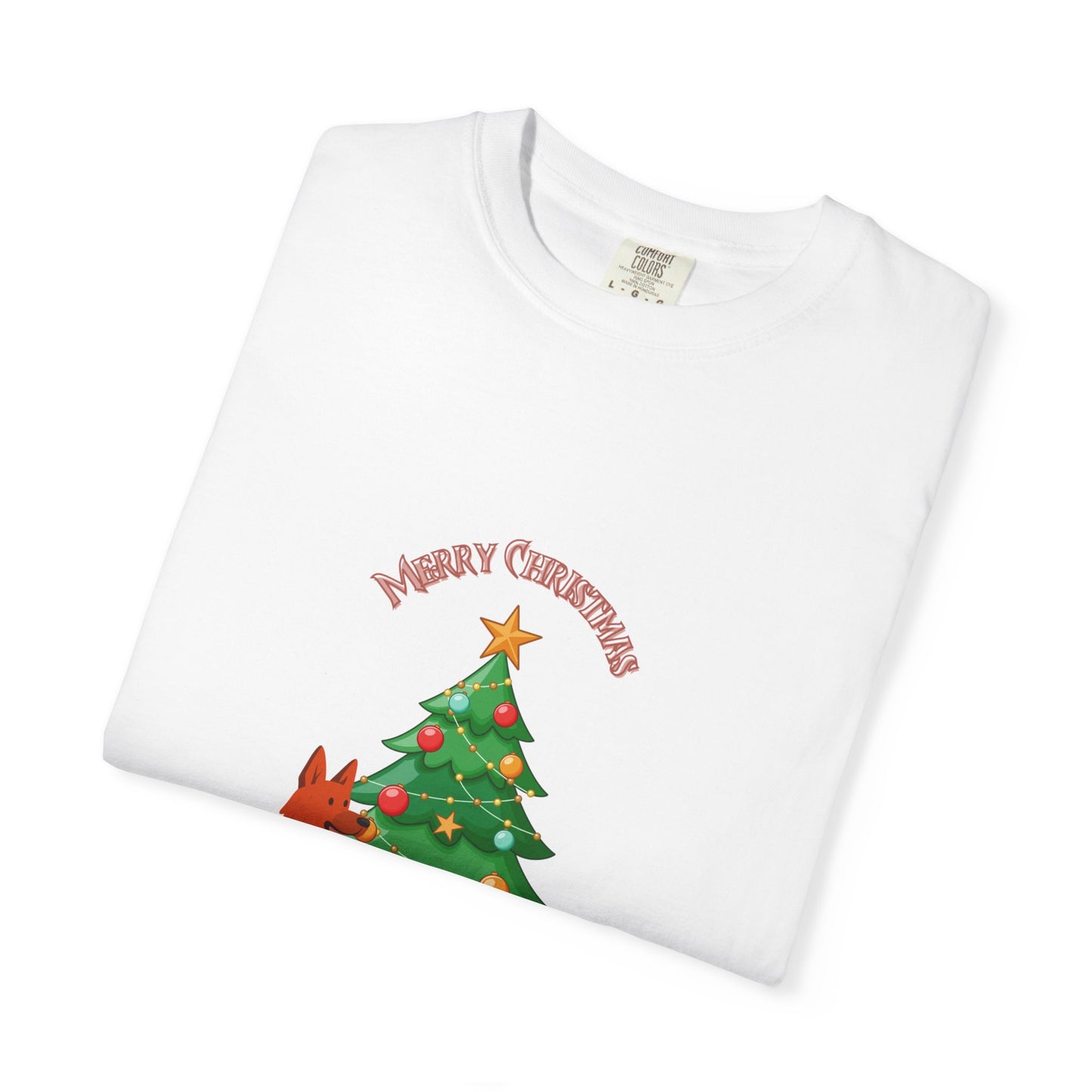 Merry Christmas Dog T-shirt | Unisex Garment-Dyed Tee for Holiday Cheer, Dog Lovers, Christmas Gift, Festive Apparel, Winter Fun