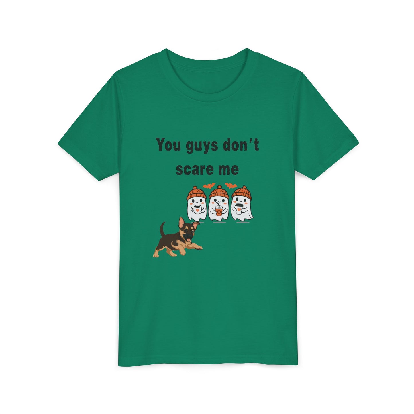 Youth Short Sleeve Tee with Fun Halloween Design, Funny Dog Scare Me Shirt