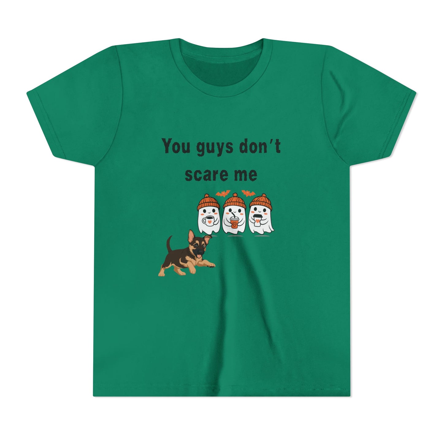 Youth Short Sleeve Tee with Fun Halloween Design, Funny Dog Scare Me Shirt