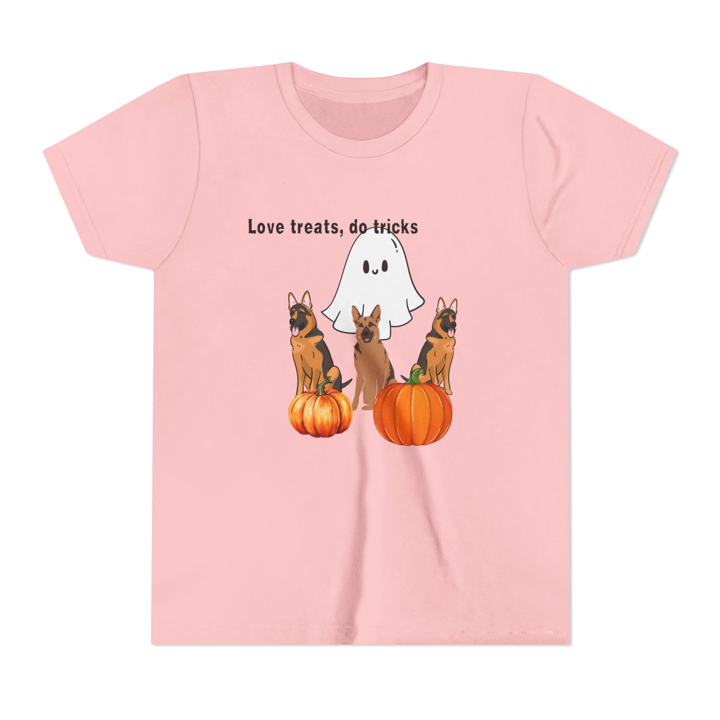 Adorable Halloween Dog Tee, Perfect for Kids, Love Treats Do Tricks T-Shirt