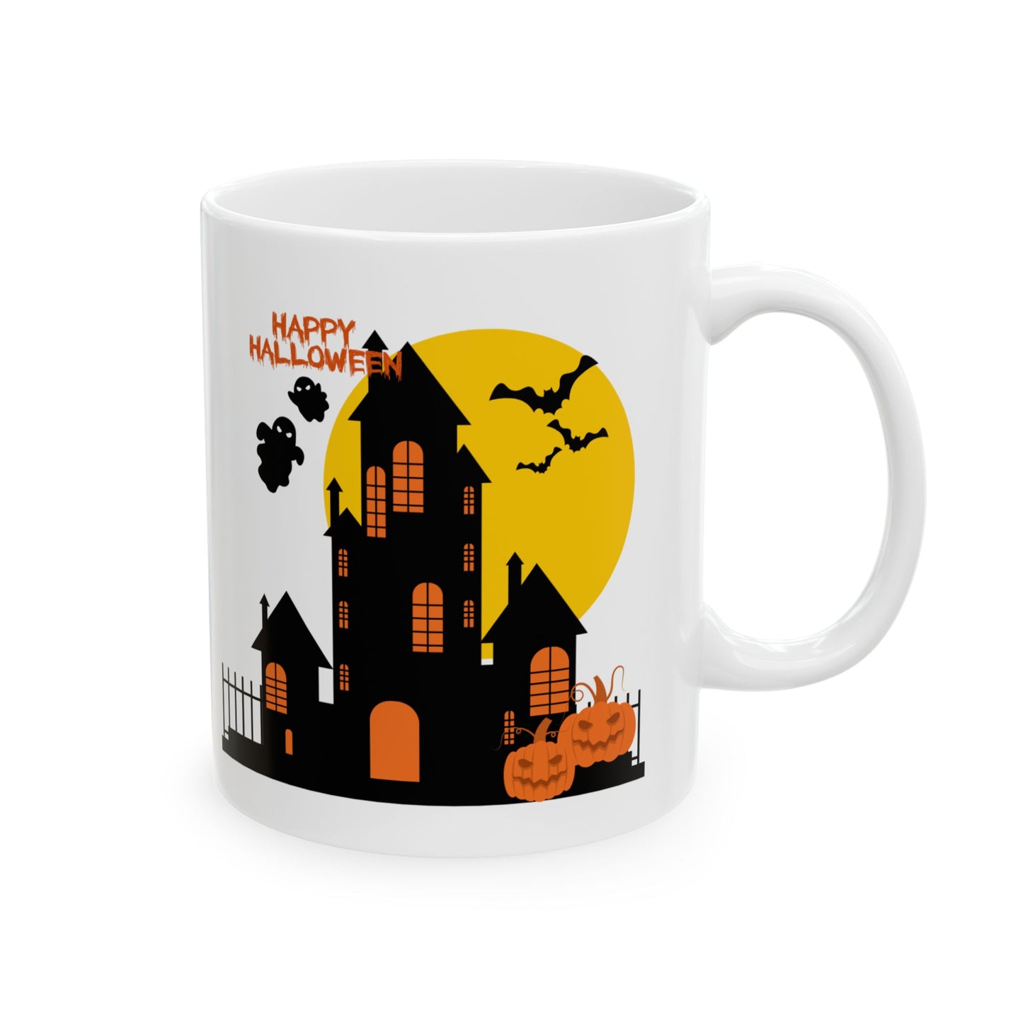 Halloween-Themed Ceramic Mug, Ghostly Tea Cup