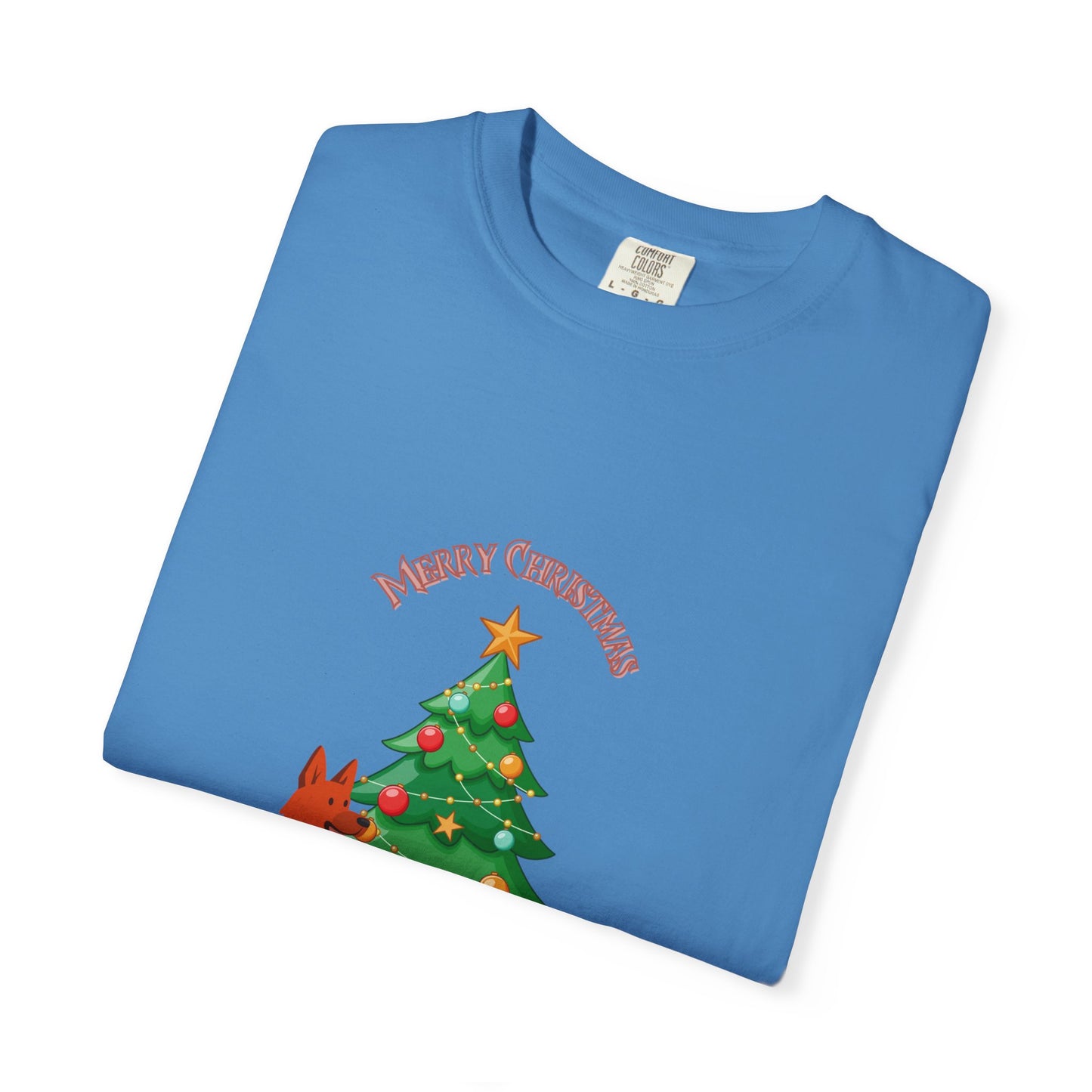 Merry Christmas Dog T-shirt | Unisex Garment-Dyed Tee for Holiday Cheer, Dog Lovers, Christmas Gift, Festive Apparel, Winter Fun