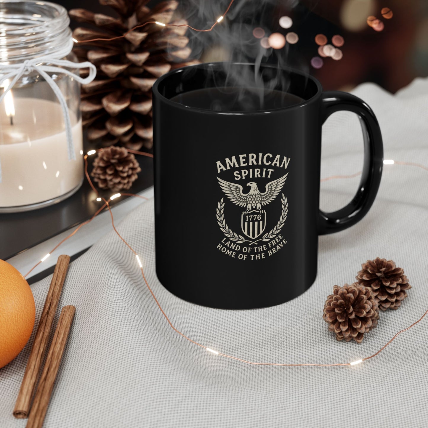 Patriotic Black Mug - Perfect for Coffee Lovers, Gifts for Veterans, Home Decor, American Spirit, Memorial Day, Independence Day