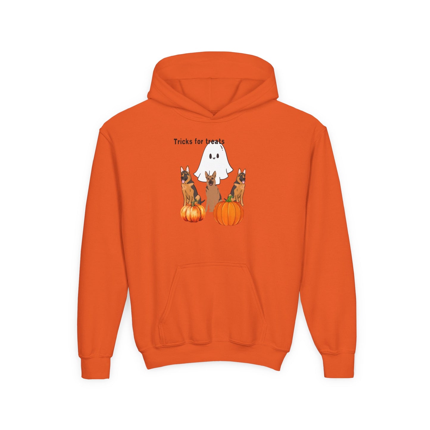Youth Halloween Hoodie with Cute Dogs Tricks for Treats