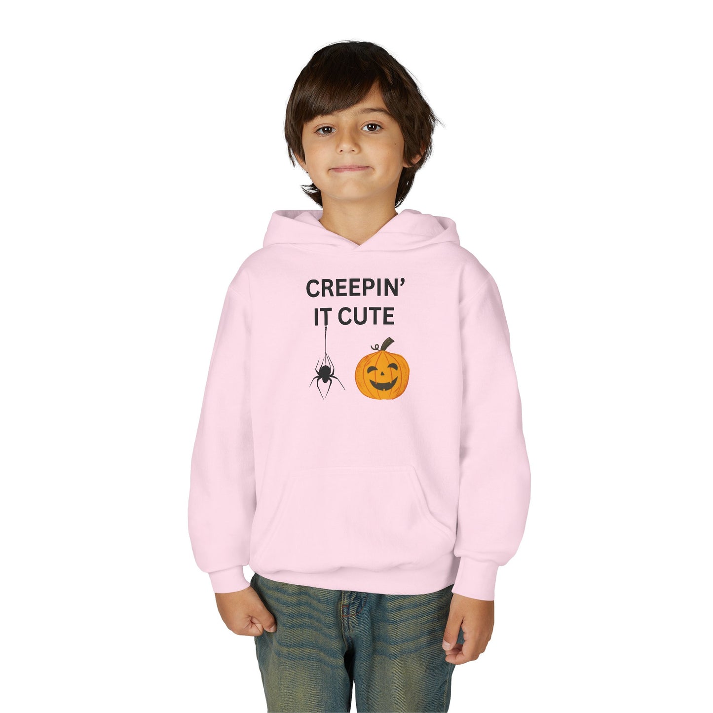 Halloween Youth Hoodie - Creepin' It Cute, Spooky Sweatshirt, Kids Halloween Costume, Cozy Fall Wear, Trick or Treat Apparel