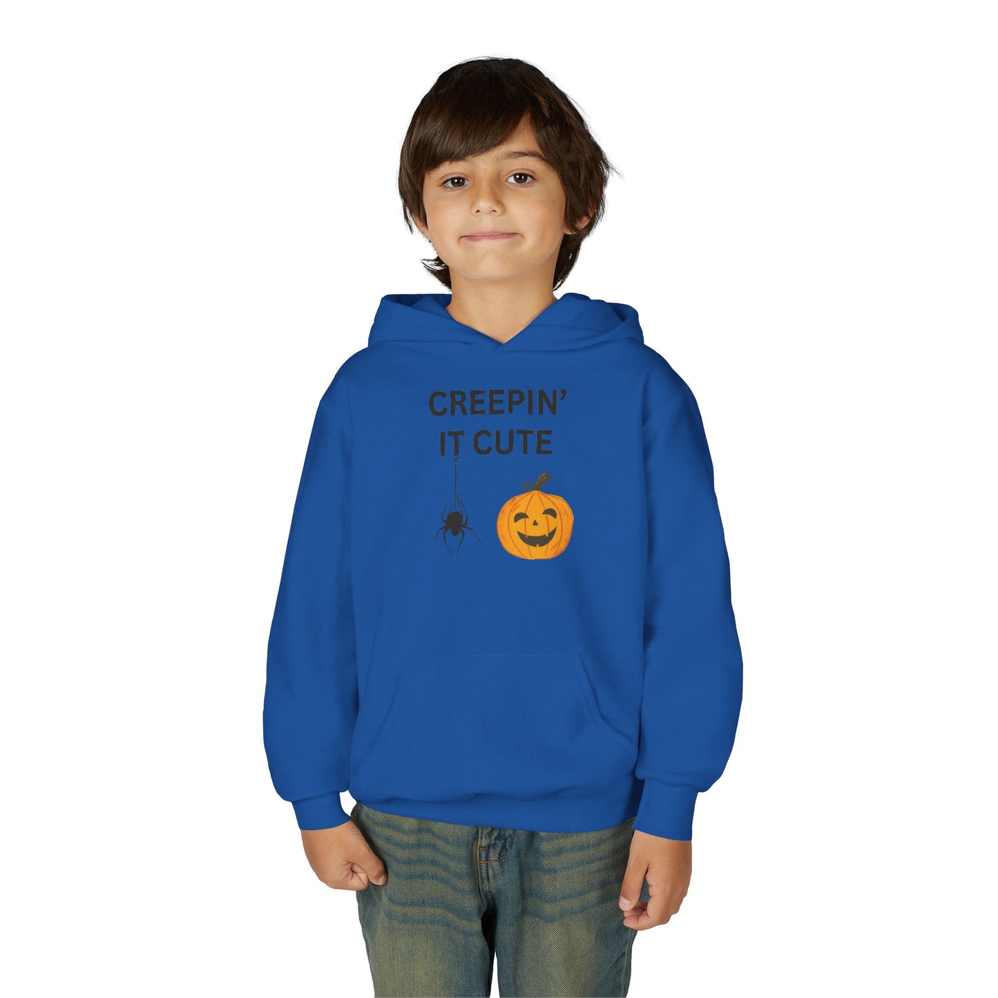 Halloween Youth Hoodie - Creepin' It Cute, Spooky Sweatshirt, Kids Halloween Costume, Cozy Fall Wear, Trick or Treat Apparel