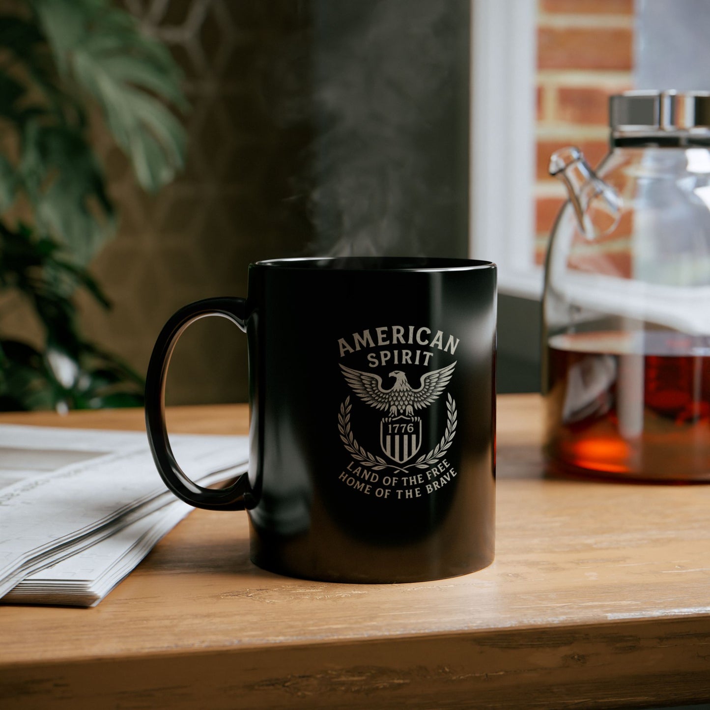 Patriotic Black Mug - Perfect for Coffee Lovers, Gifts for Veterans, Home Decor, American Spirit, Memorial Day, Independence Day