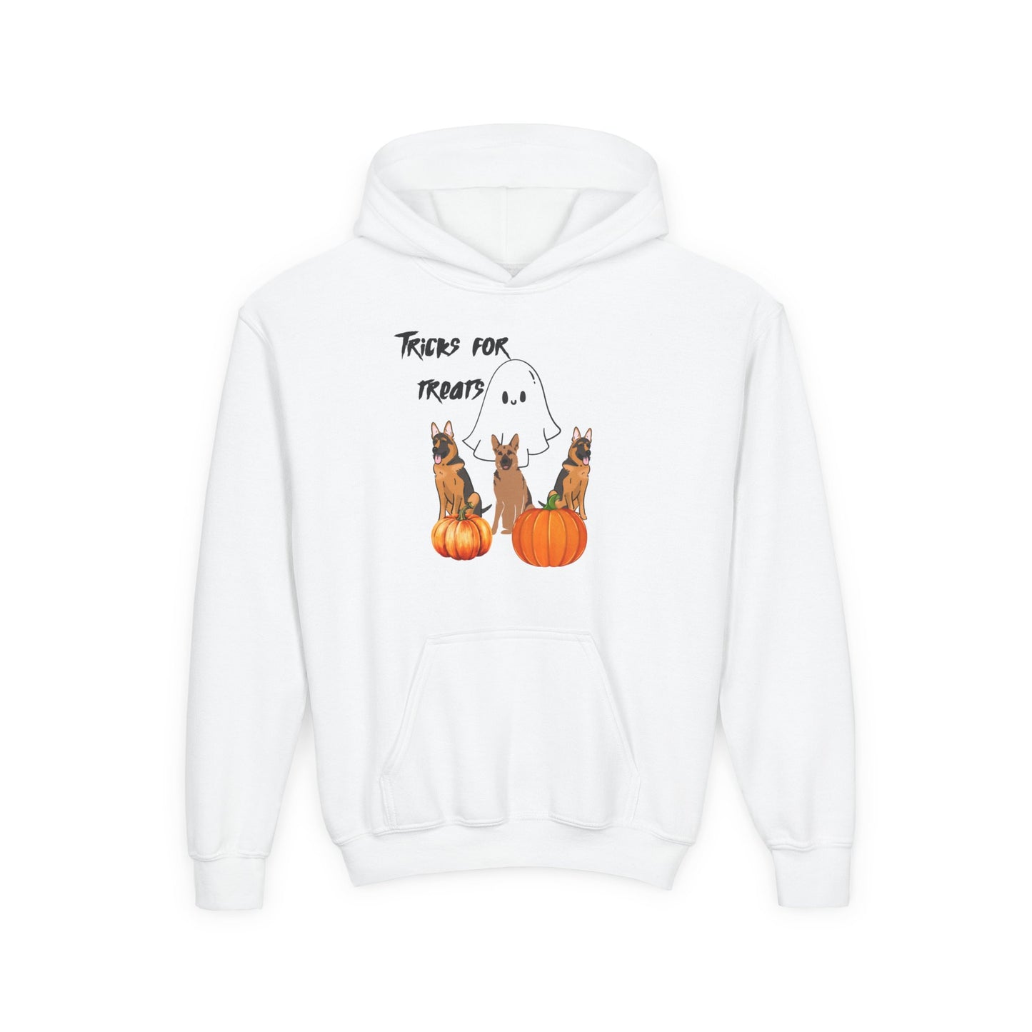 Youth Halloween Sweatshirt with Ghost and Pumpkins