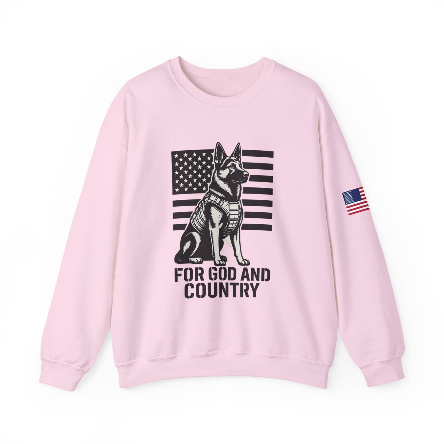 Patriotic Dog Sweatshirt, For God and Country Crewneck, Military Support Apparel, Veteran Gift, USA Flag Sweater