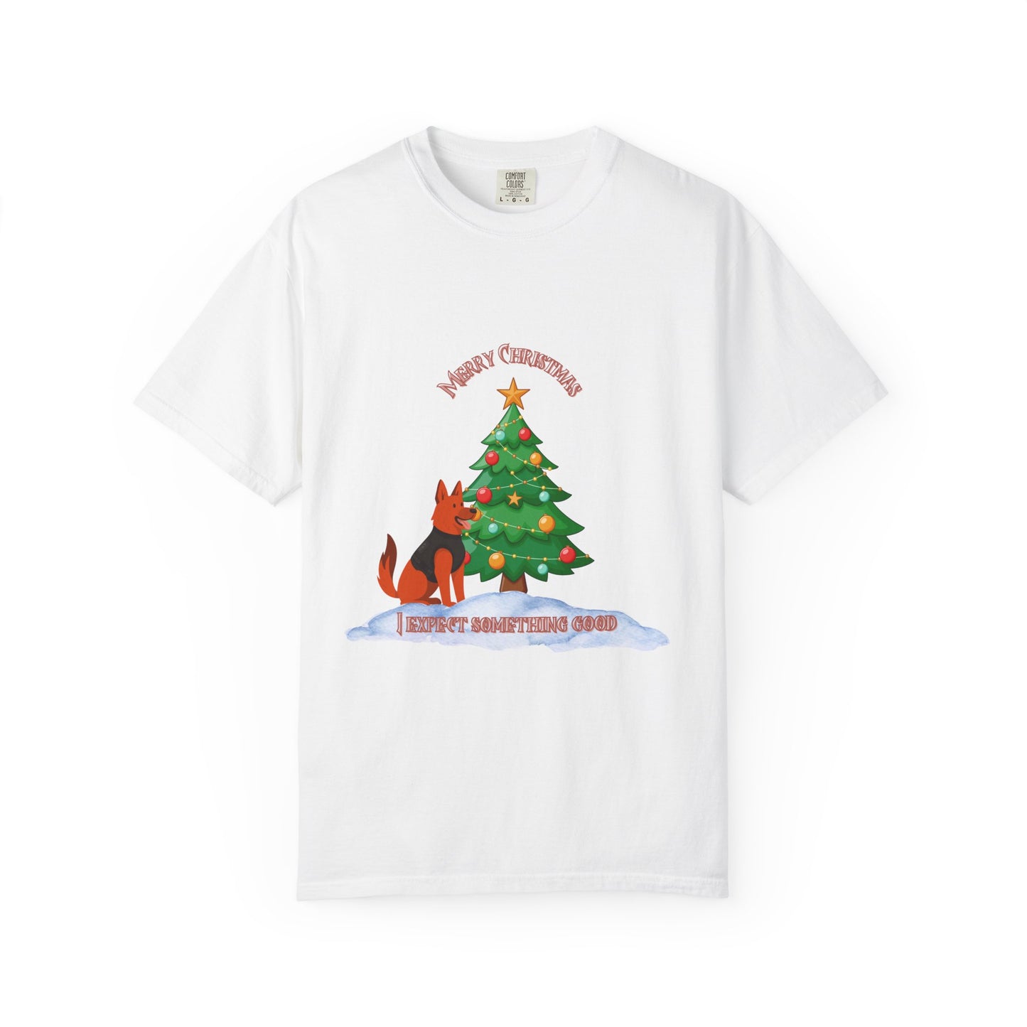 Merry Christmas Dog T-shirt | Unisex Garment-Dyed Tee for Holiday Cheer, Dog Lovers, Christmas Gift, Festive Apparel, Winter Fun