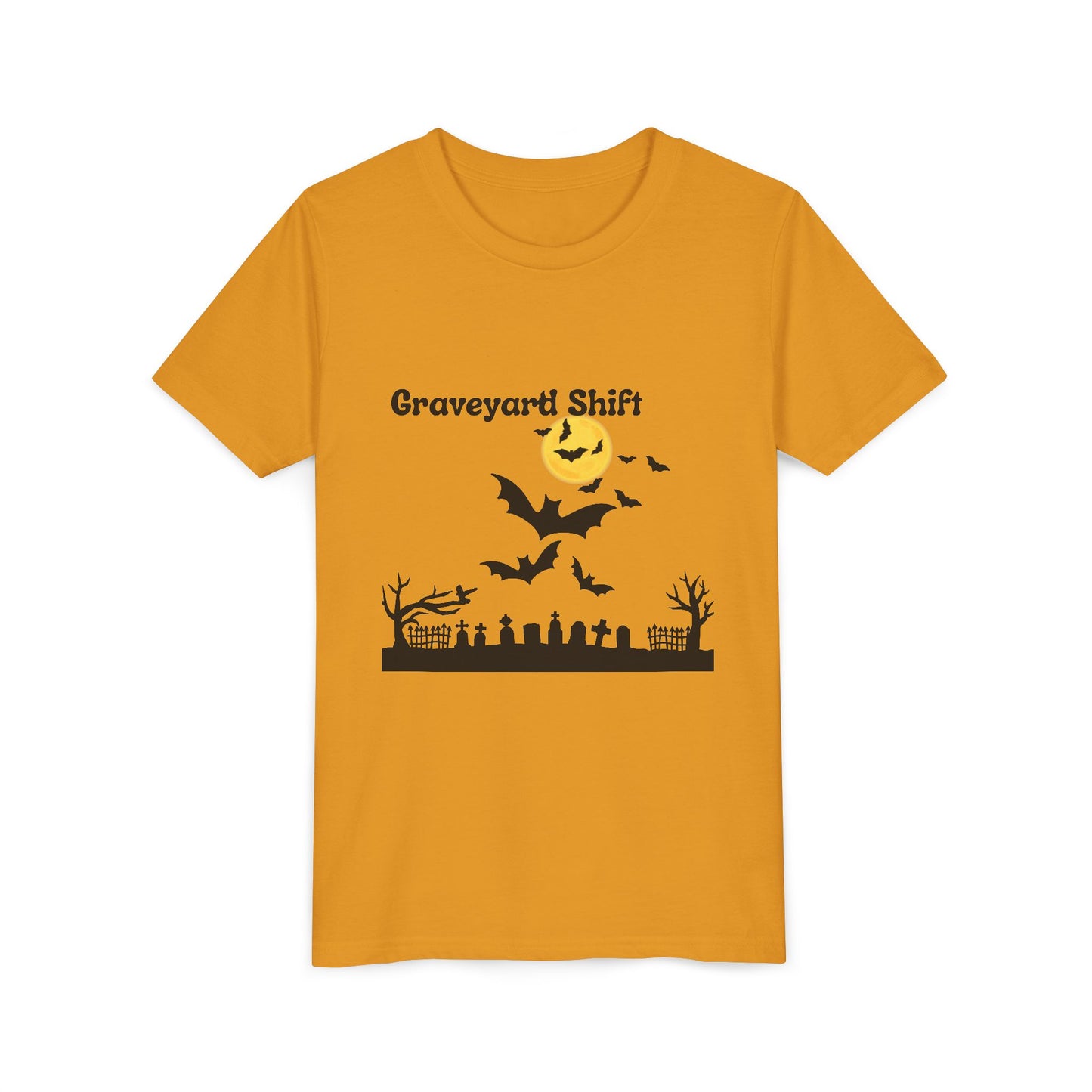 Spooky Halloween Youth Tee - Walking by the Grave Yard Shirt