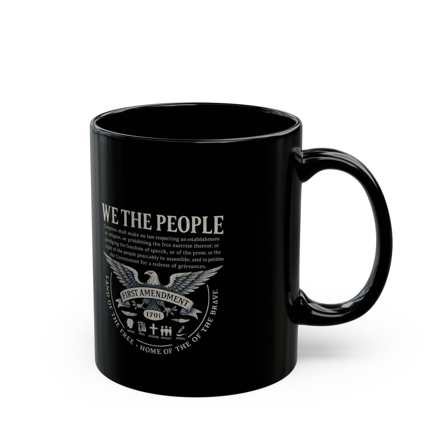 Constitutional Black Coffee Mug - Vintage Freedom Design, Ideal Gift for Patriots, Home & Office Use, 4th of July, Memorial Day