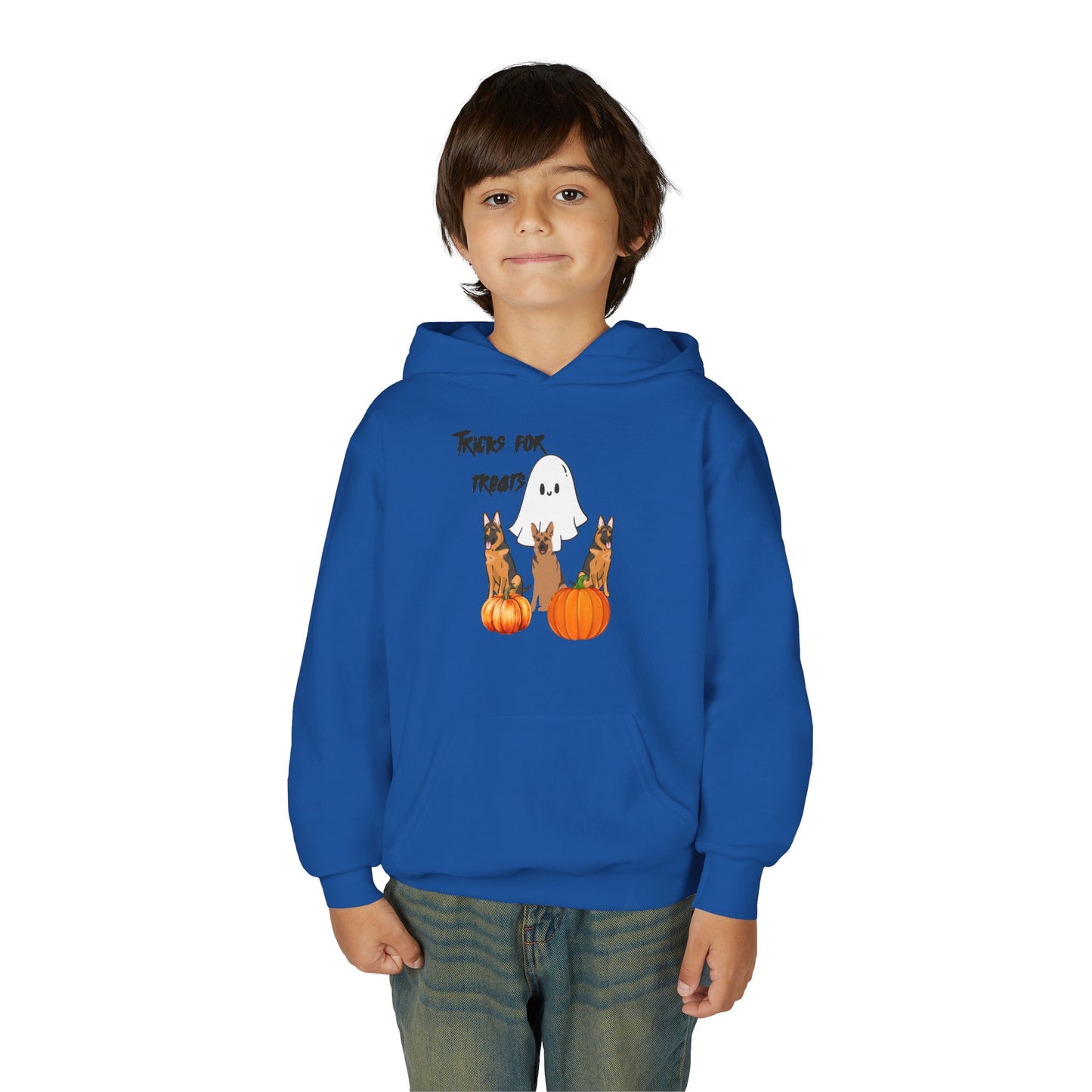 Youth Halloween Sweatshirt with Ghost and Pumpkins