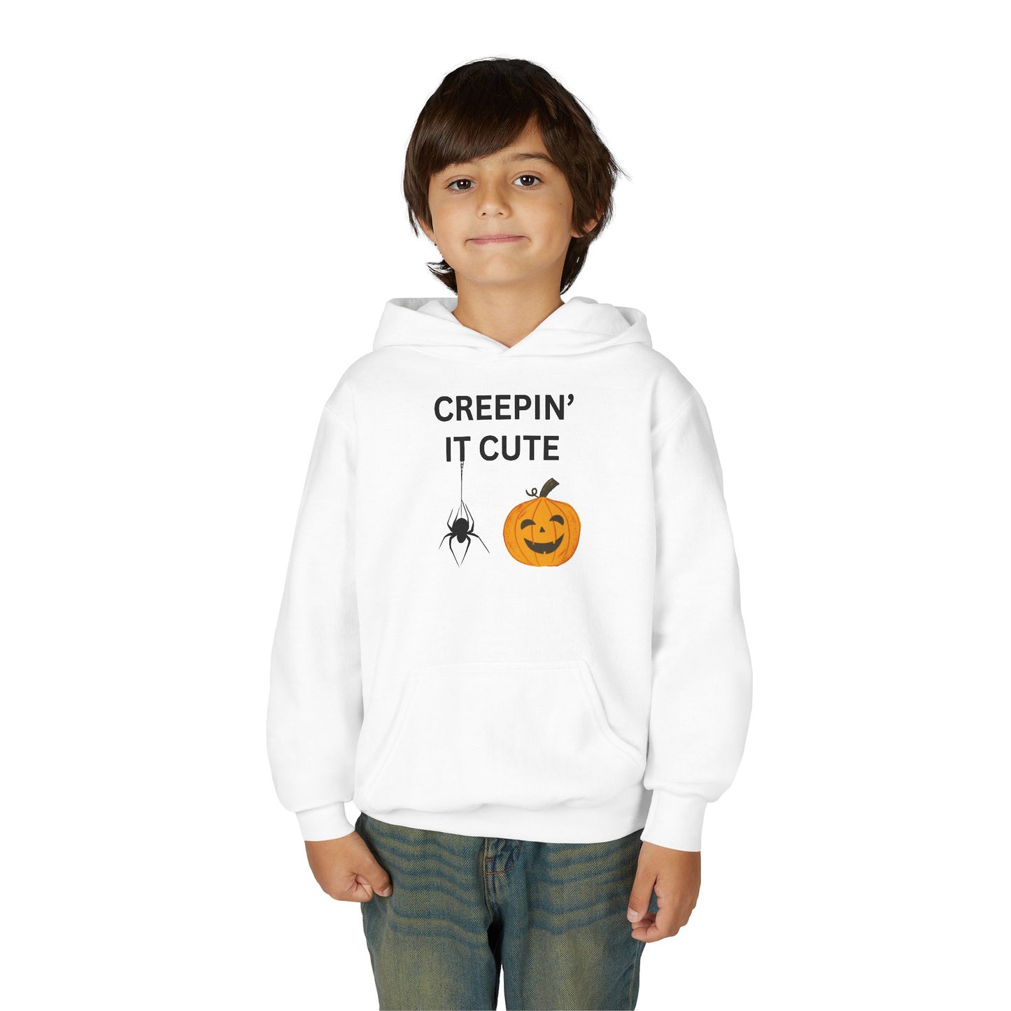 Halloween Youth Hoodie - Creepin' It Cute, Spooky Sweatshirt, Kids Halloween Costume, Cozy Fall Wear, Trick or Treat Apparel