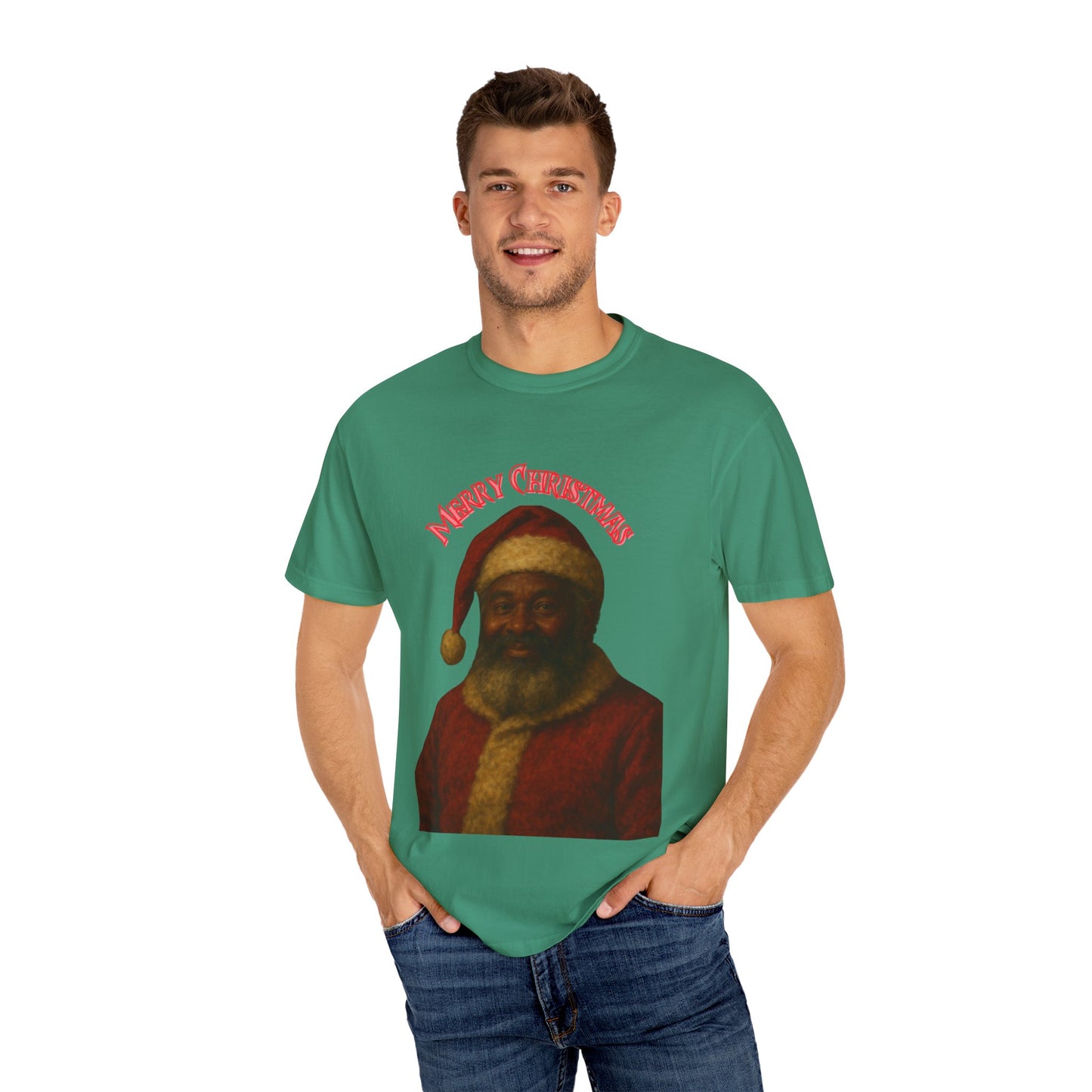 Merry Christmas Vintage Santa T-shirt, Unisex Holiday Tee, Festive Gift, Christmas Apparel, Cool Casual Wear, Seasonal Celebration Shirt