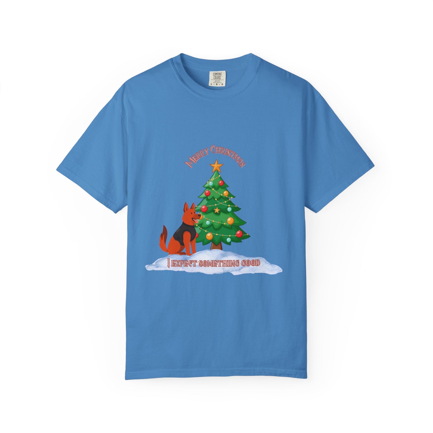 Merry Christmas Dog T-shirt | Unisex Garment-Dyed Tee for Holiday Cheer, Dog Lovers, Christmas Gift, Festive Apparel, Winter Fun