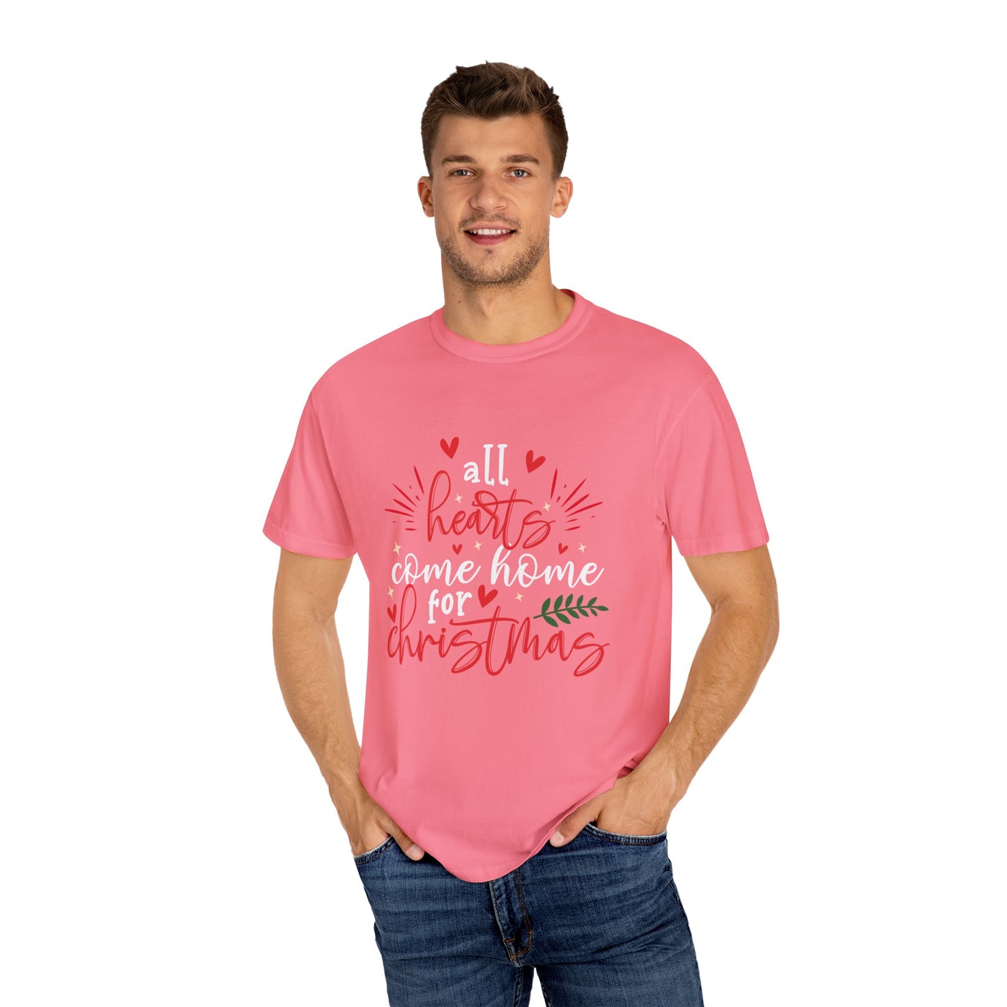 Unisex Christmas Garment-Dyed T-shirt expressing a wish to be home for the holiday