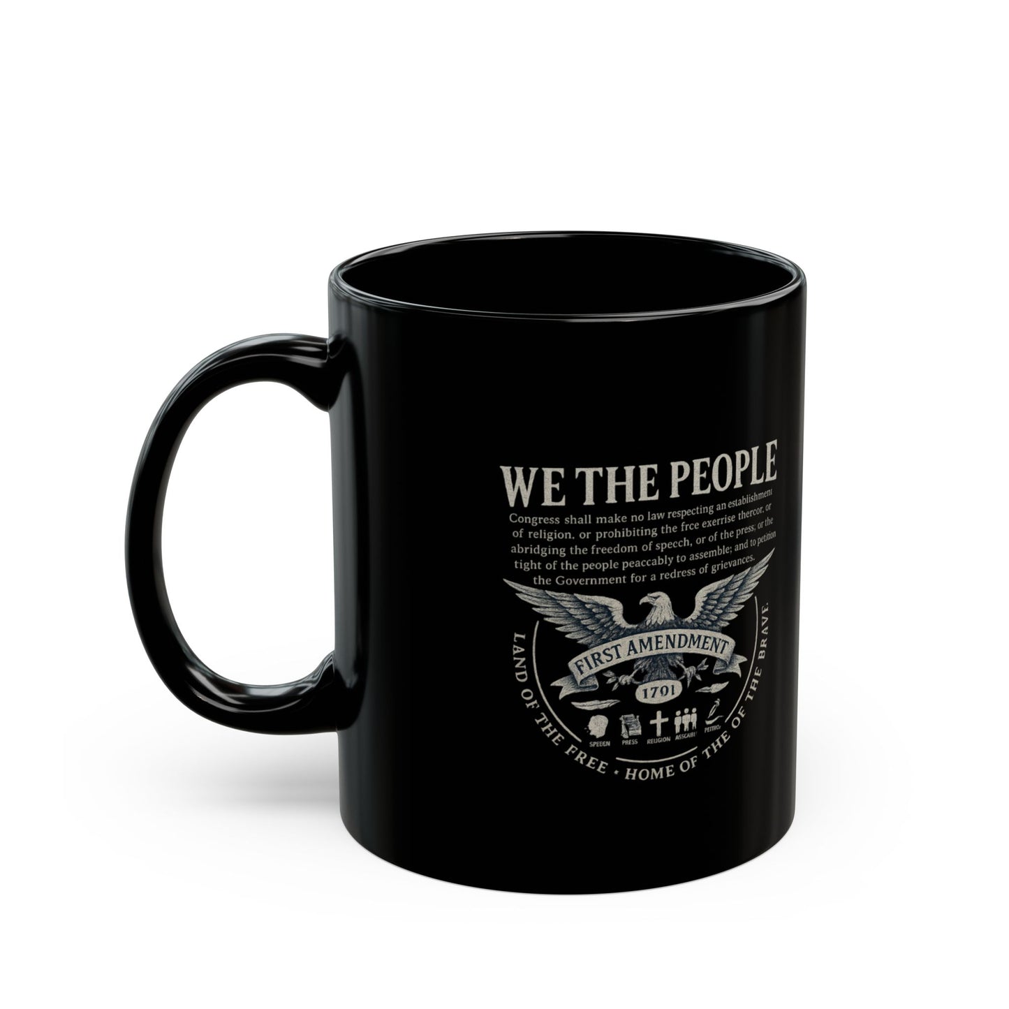 Constitutional Black Coffee Mug - Vintage Freedom Design, Ideal Gift for Patriots, Home & Office Use, 4th of July, Memorial Day