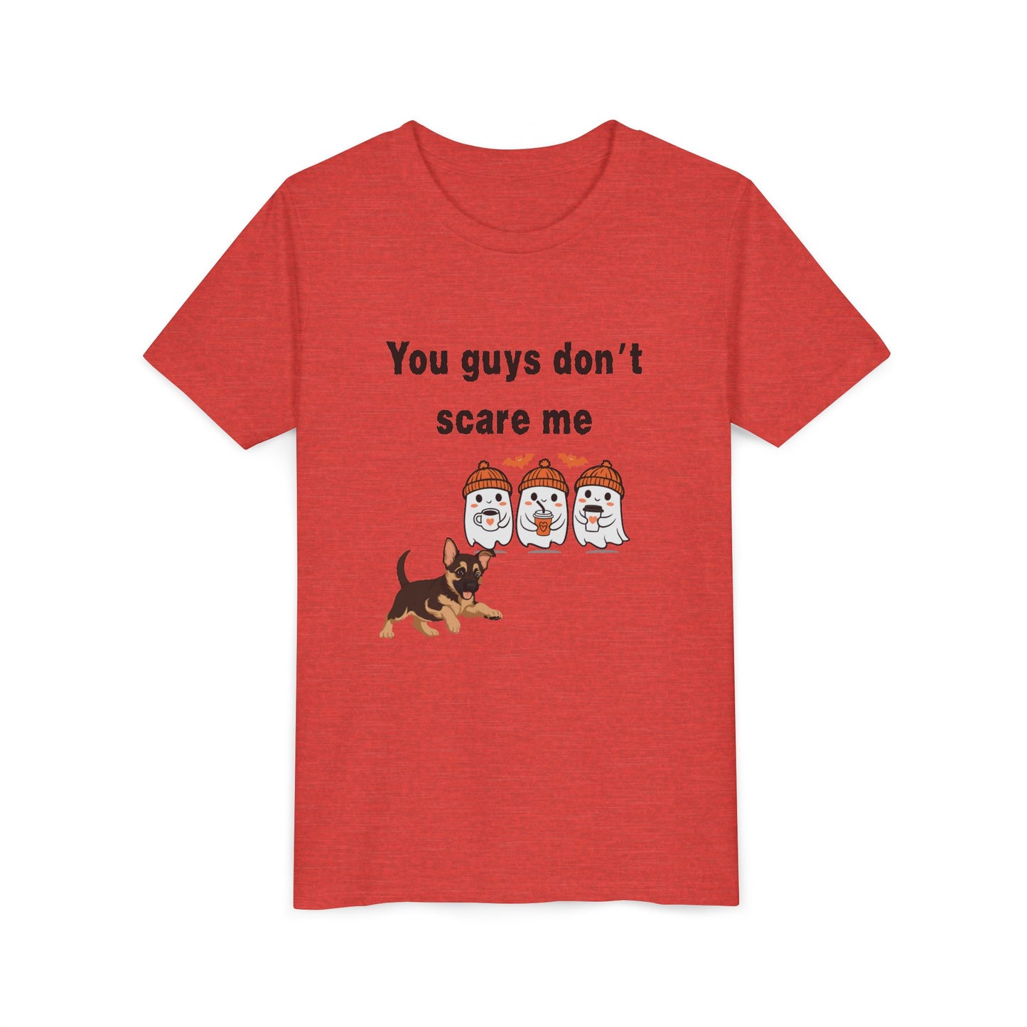 Youth Short Sleeve Tee with Fun Halloween Design, Funny Dog Scare Me Shirt