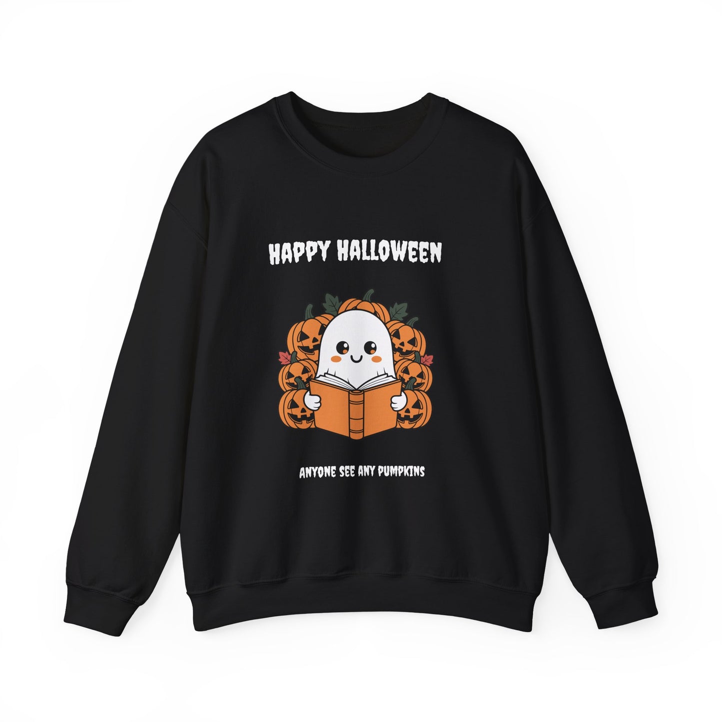 Cozy Halloween Crewneck Sweatshirt with Pumpkin Ghost Design, Fall Apparel, Unisex Sweatshirt, Halloween Gift, Casual Wear