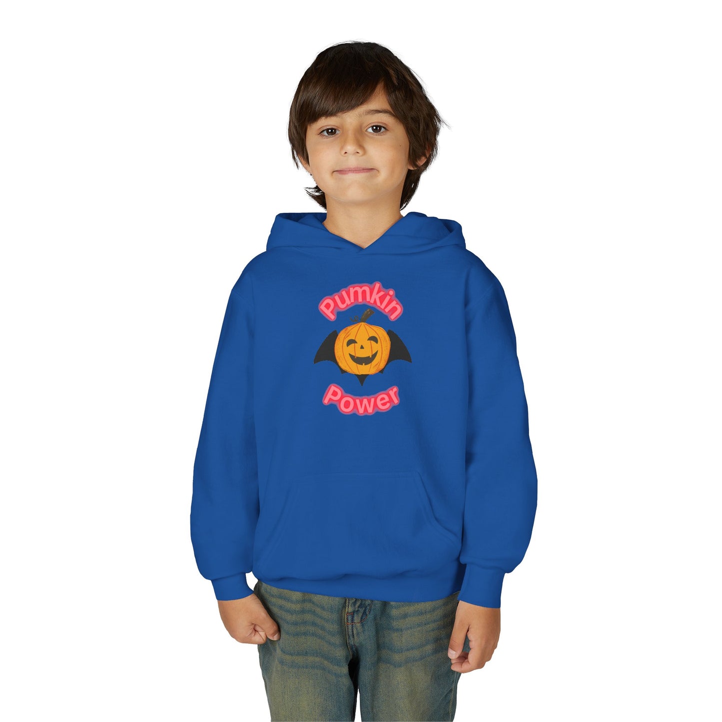 Youth Halloween Hoodie, Pumpkin Power Sweatshirt, Cozy Fall Apparel