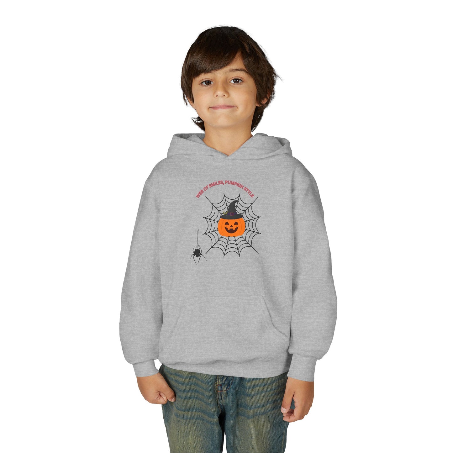 Youth Halloween Pumpkin Hoodie, Fun Fall Apparel, Kid's Cozy Sweatshirt for Halloween, Pumpkin Spice Theme, Spooky Season Must-Have